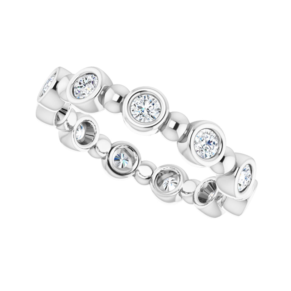 Alternate view of the 3.5mm 14K White Gold 1/2 CTW Diamond Bezel Set Eternity Band, Size 5 by The Black Bow Jewelry Co.