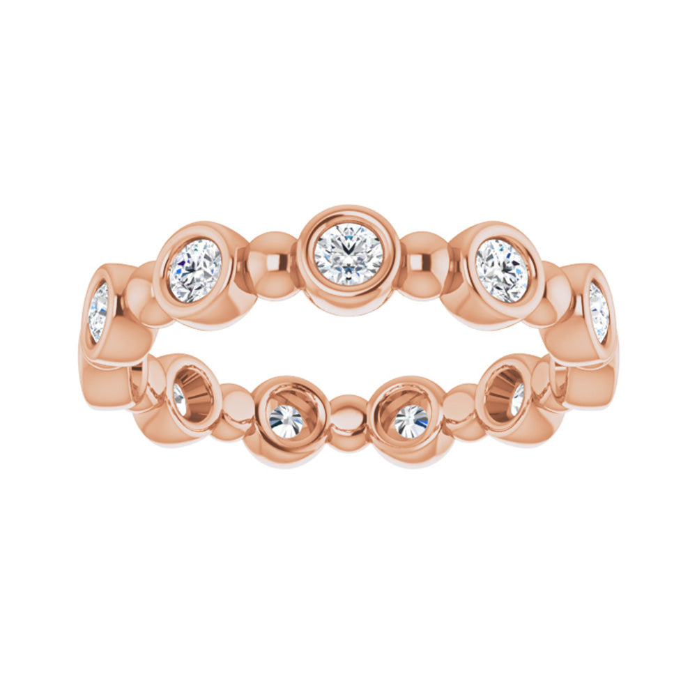 Alternate view of the 3.5mm 14K Rose Gold 1/2 CTW Diamond Bezel Set Eternity Band, Size 5 by The Black Bow Jewelry Co.