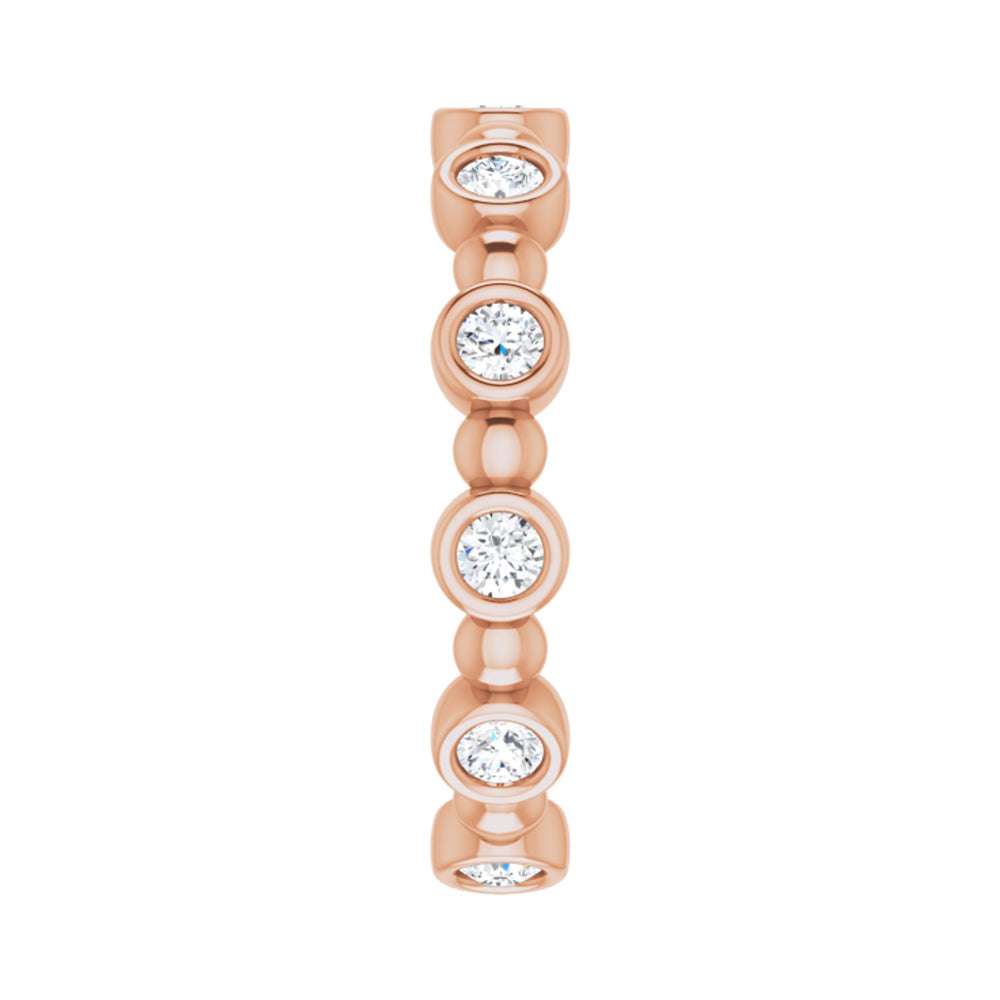Alternate view of the 3.5mm 14K Rose Gold 1/2 CTW Diamond Bezel Set Eternity Band by The Black Bow Jewelry Co.