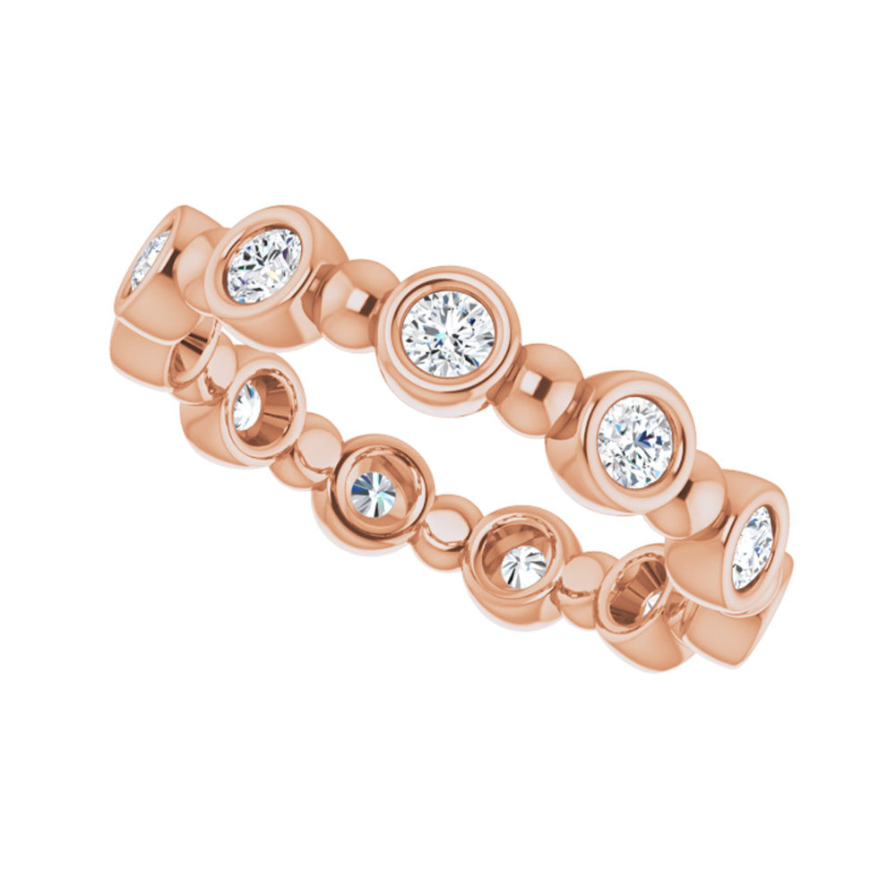 Alternate view of the 3.5mm 14K Rose Gold 1/2 CTW Diamond Bezel Set Eternity Band, Size 5 by The Black Bow Jewelry Co.