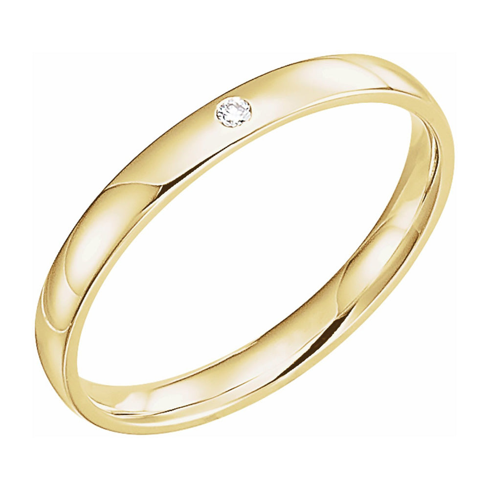 2.5mm 14k Yellow Gold .02 CT Diamond Half Round Comfort Fit Band, Item R11305 by The Black Bow Jewelry Co.