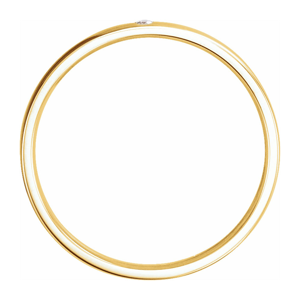 Alternate view of the 2.5mm 14k Yellow Gold .02 CT Diamond Half Round Comfort Fit Band by The Black Bow Jewelry Co.