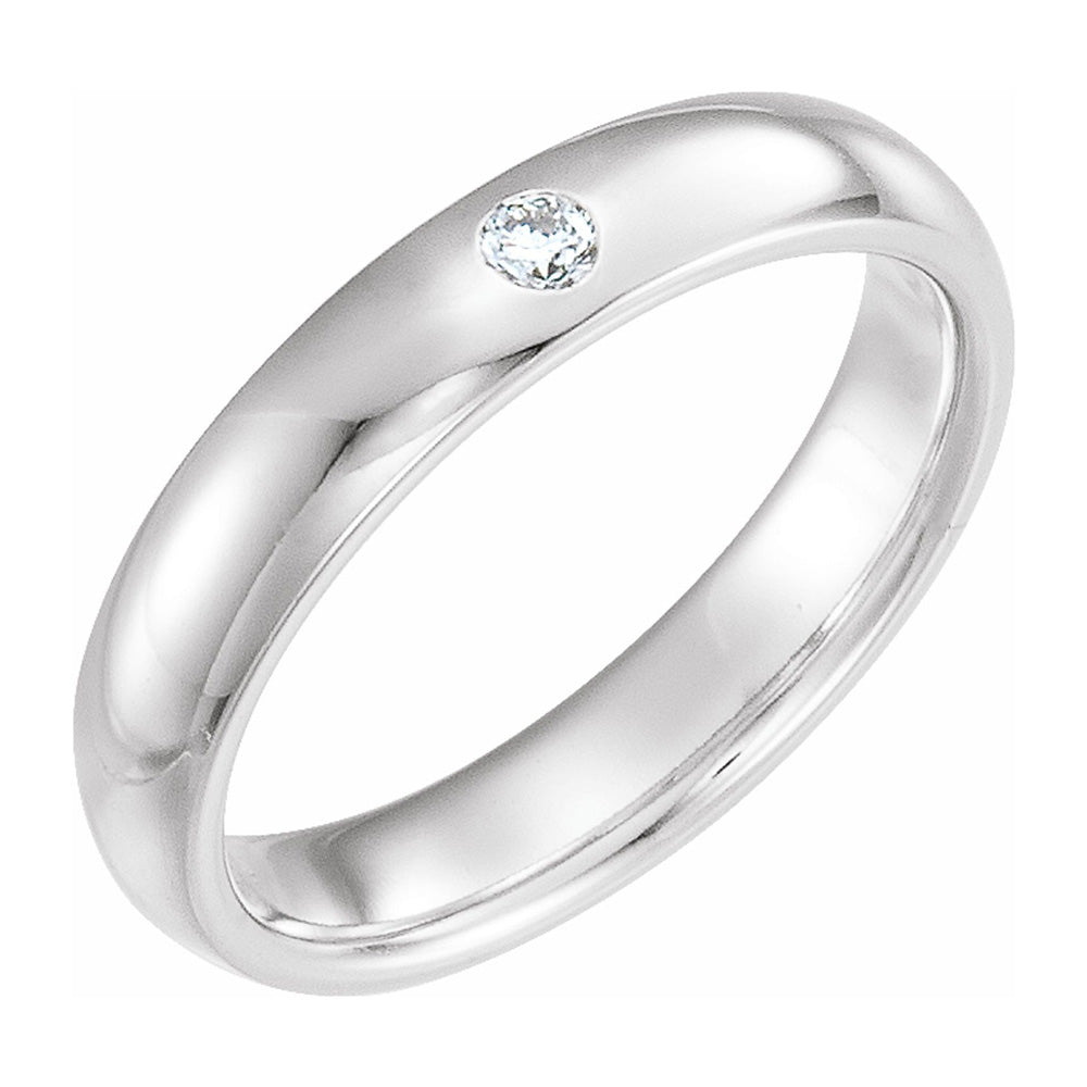 4mm 14k White Gold .06 CT Diamond Half Round Comfort Fit Band, Item R11308 by The Black Bow Jewelry Co.