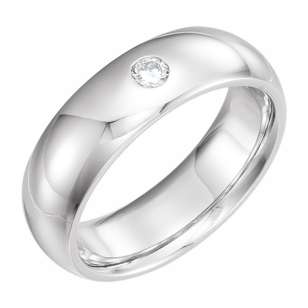 6mm 14k White Gold 1/10 CT Diamond Half Round Comfort Fit Band, Item R11310 by The Black Bow Jewelry Co.