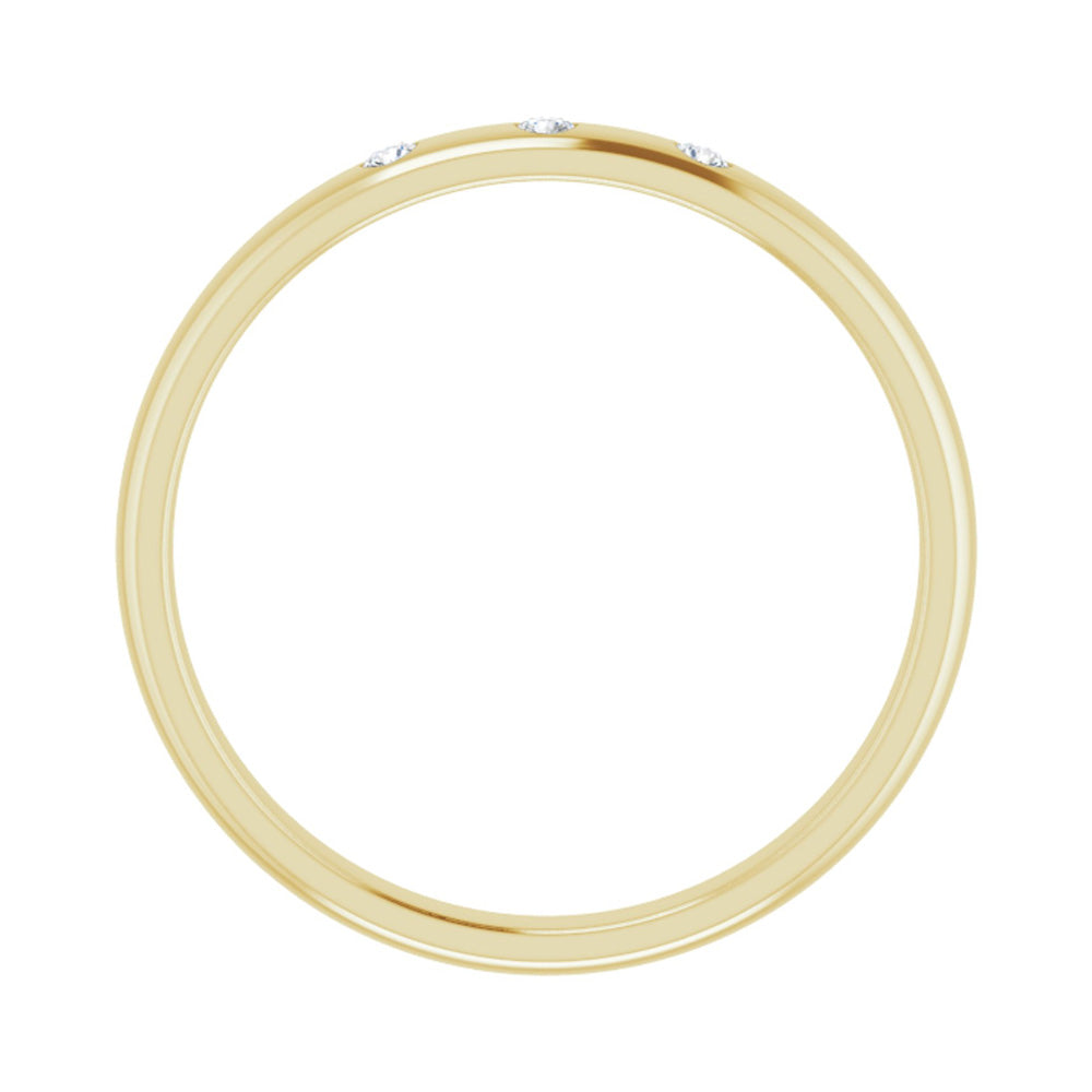 Alternate view of the 2.5mm 14k Yellow Gold & 3 Stone Diamond Half Round Comfort Fit Band by The Black Bow Jewelry Co.
