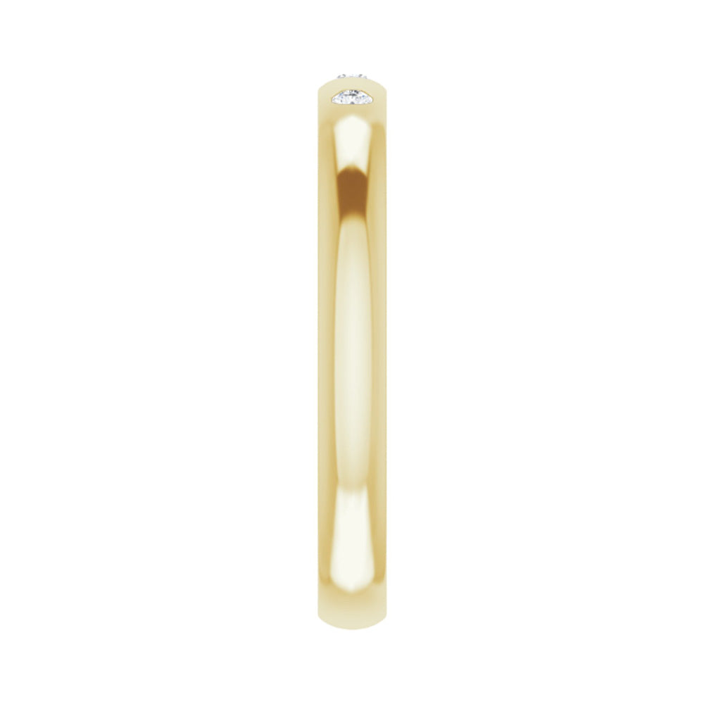 Alternate view of the 2.5mm 14k Yellow Gold .06 Ctw Diamond 3 Stone Comfort Fit Band, Size 5 by The Black Bow Jewelry Co.