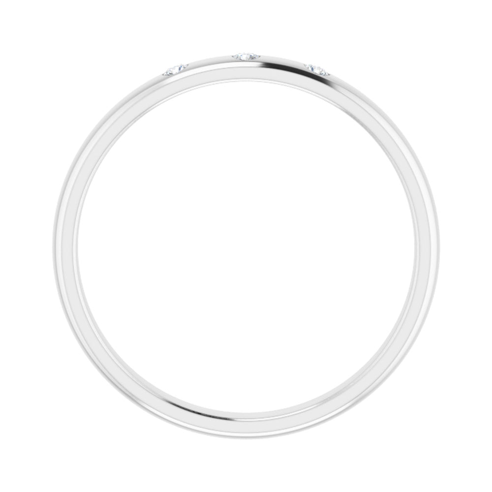 Alternate view of the 2.5mm 14k White Gold .06Ct Diamond 3 Stone Half Round Comfort Fit Band by The Black Bow Jewelry Co.