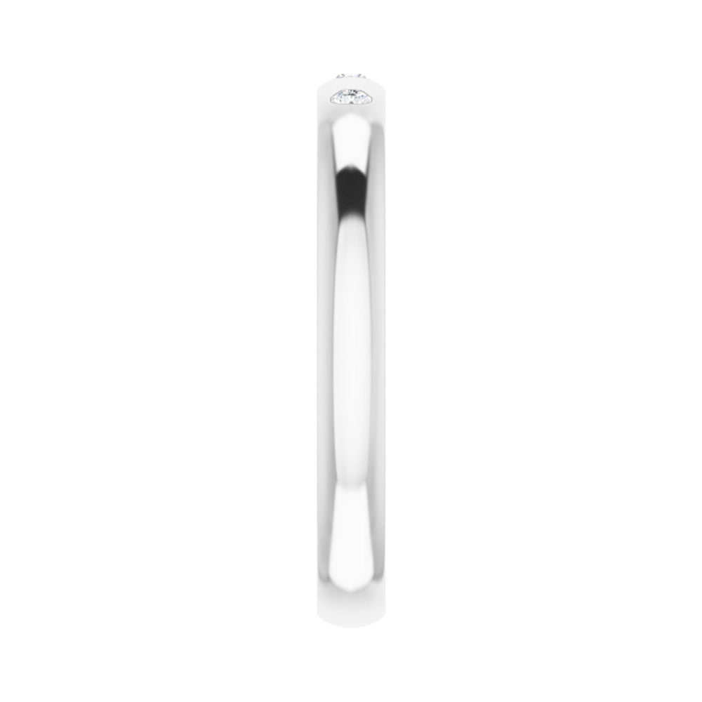 Alternate view of the 2.5mm 14k White Gold .06 Ctw Diamond 3 Stone Comfort Fit Band, Size 5 by The Black Bow Jewelry Co.
