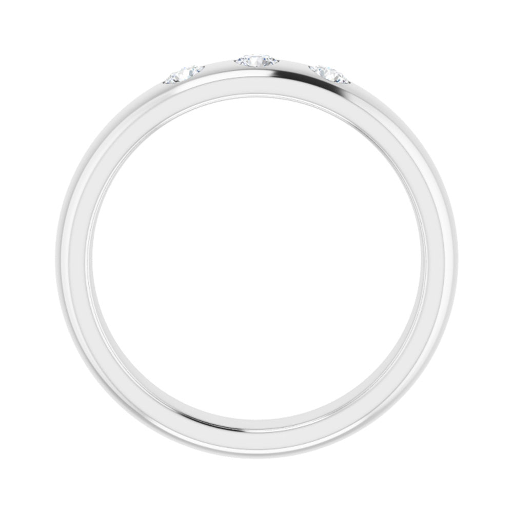 Alternate view of the 4mm 14k White Gold 1/5 Ctw Diamond 3 Stone Half Round Comfort Fit Band by The Black Bow Jewelry Co.