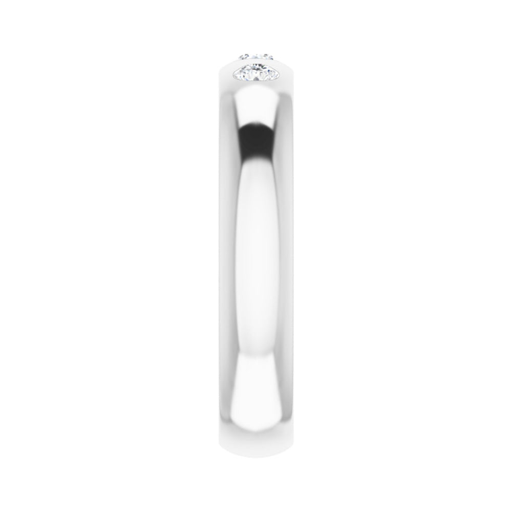 Alternate view of the 4mm 14k White Gold 1/5 Ctw Diamond 3 Stone Comfort Fit Band, Size 5 by The Black Bow Jewelry Co.