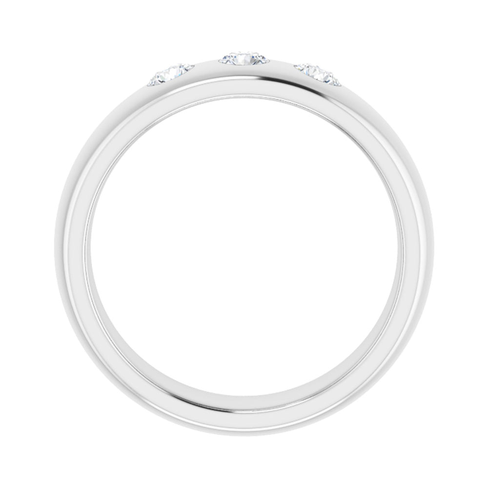 Alternate view of the 6mm 14k White Gold 1/3 Ctw Diamond 3 Stone Half Round Comfort Fit Band by The Black Bow Jewelry Co.