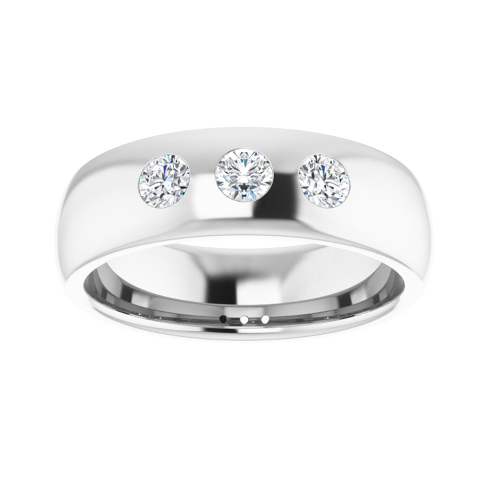 Alternate view of the 6mm 14k White Gold 1/3 Ctw Diamond 3 Stone Half Round Comfort Fit Band by The Black Bow Jewelry Co.