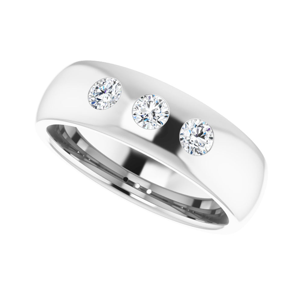 Alternate view of the 6mm 14k White Gold 1/3 Ctw Diamond 3 Stone Half Round Comfort Fit Band by The Black Bow Jewelry Co.