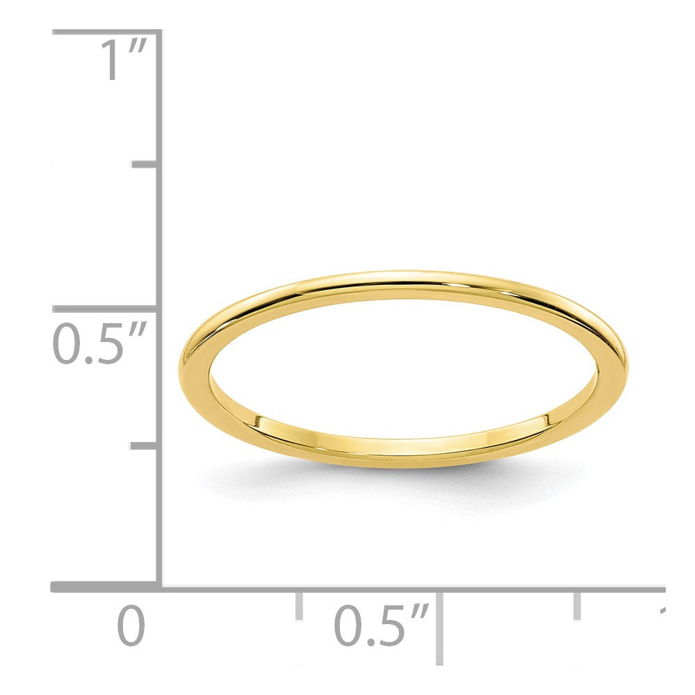 Alternate view of the 1.2mm 10k Yellow Gold Polished Half Round Stackable Band by The Black Bow Jewelry Co.