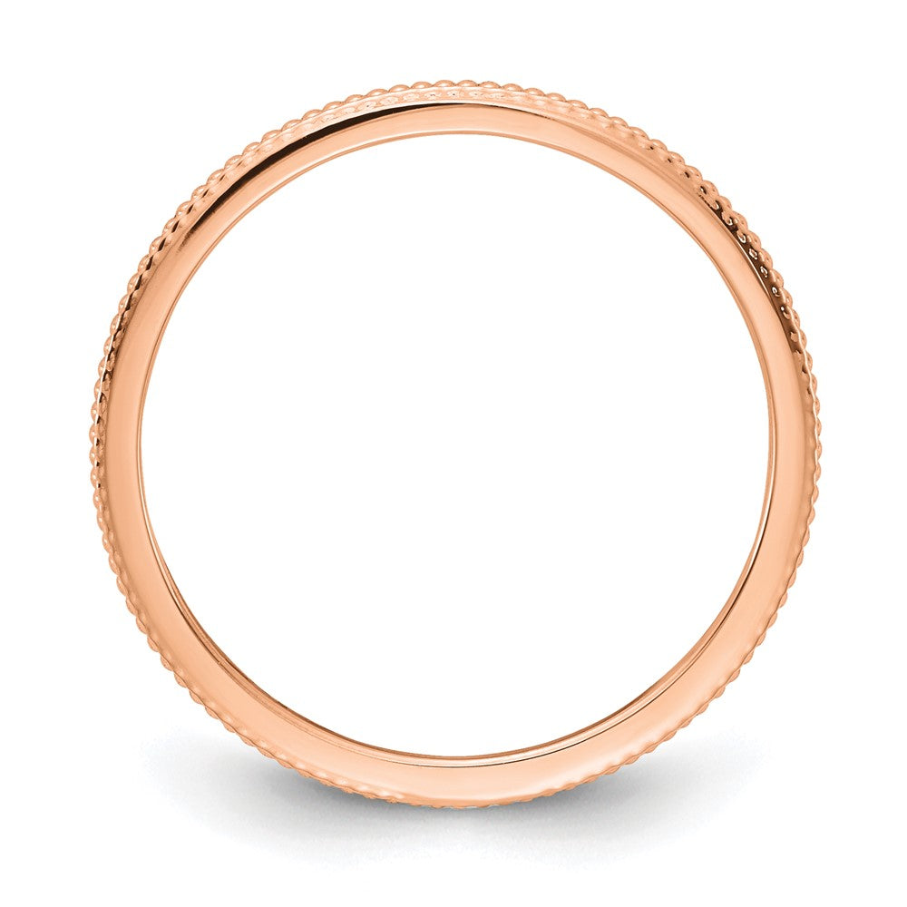Alternate view of the 1.2mm 10k Rose Gold Beaded Stackable Band by The Black Bow Jewelry Co.