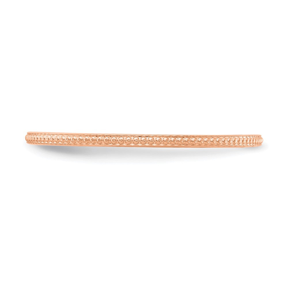 Alternate view of the 1.2mm 10k Rose Gold Beaded Stackable Band by The Black Bow Jewelry Co.