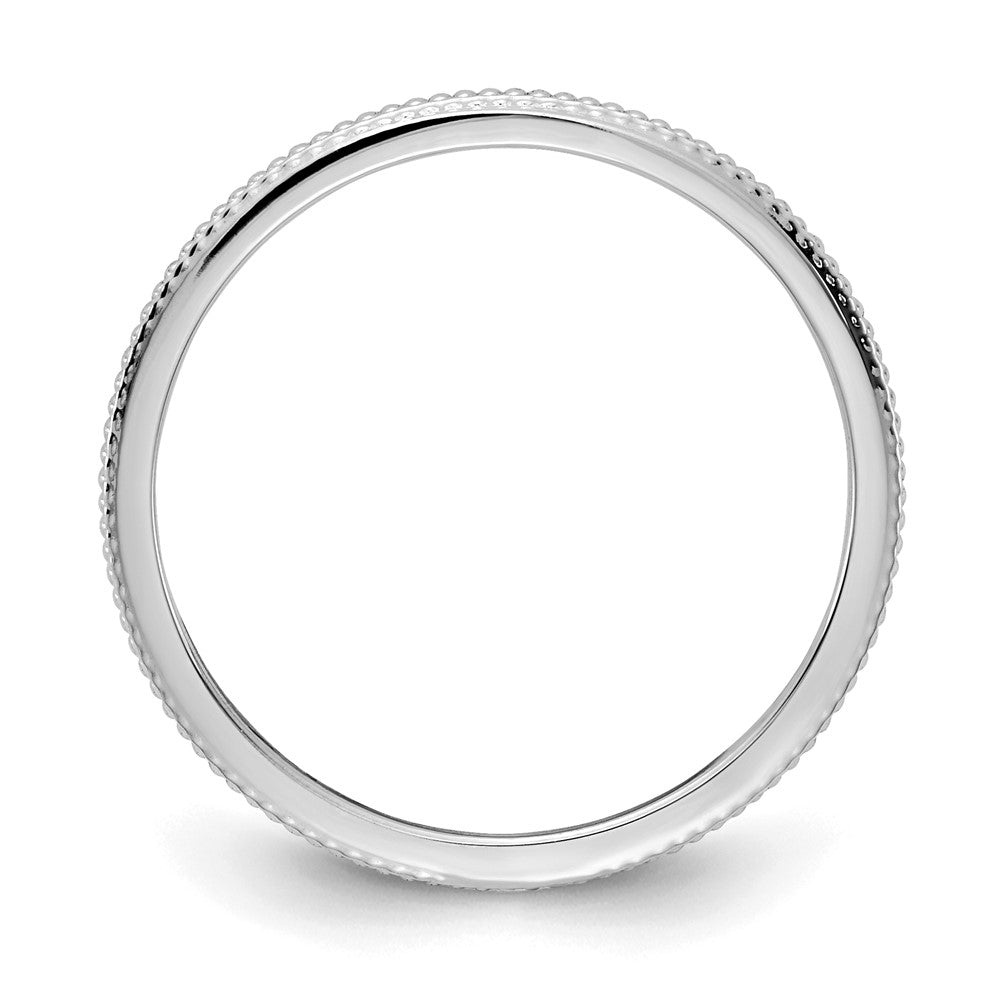 Alternate view of the 1.2mm 10k White Gold Beaded Stackable Band by The Black Bow Jewelry Co.