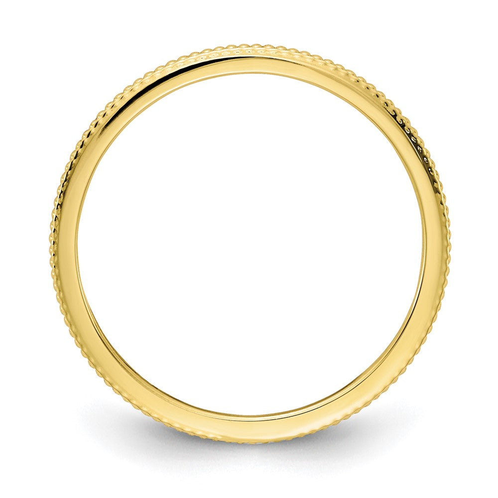 Alternate view of the 1.2mm 10k Yellow Gold Beaded Stackable Band by The Black Bow Jewelry Co.