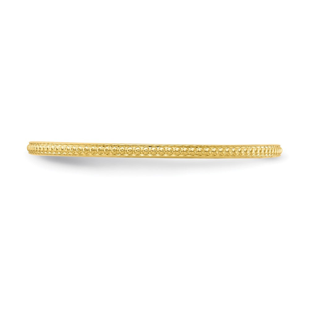 Alternate view of the 1.2mm 10k Yellow Gold Beaded Stackable Band by The Black Bow Jewelry Co.