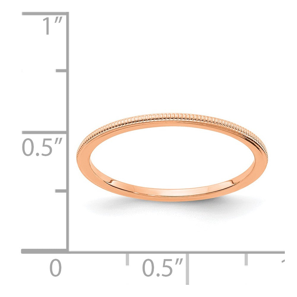 Alternate view of the 1.2mm 10k Rose Gold Milgrain Stackable Band, Size 4.5 by The Black Bow Jewelry Co.