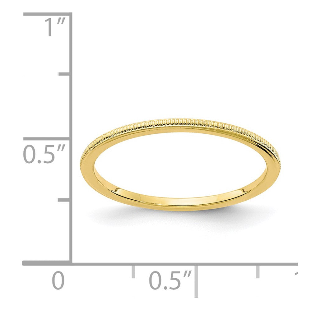 Alternate view of the 1.2mm 10k Yellow Gold Milgrain Stackable Band by The Black Bow Jewelry Co.