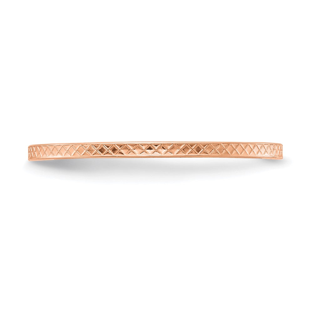 Alternate view of the 1.2mm 10k Rose Gold Crisscross Flat Stackable Band, Size 4.5 by The Black Bow Jewelry Co.