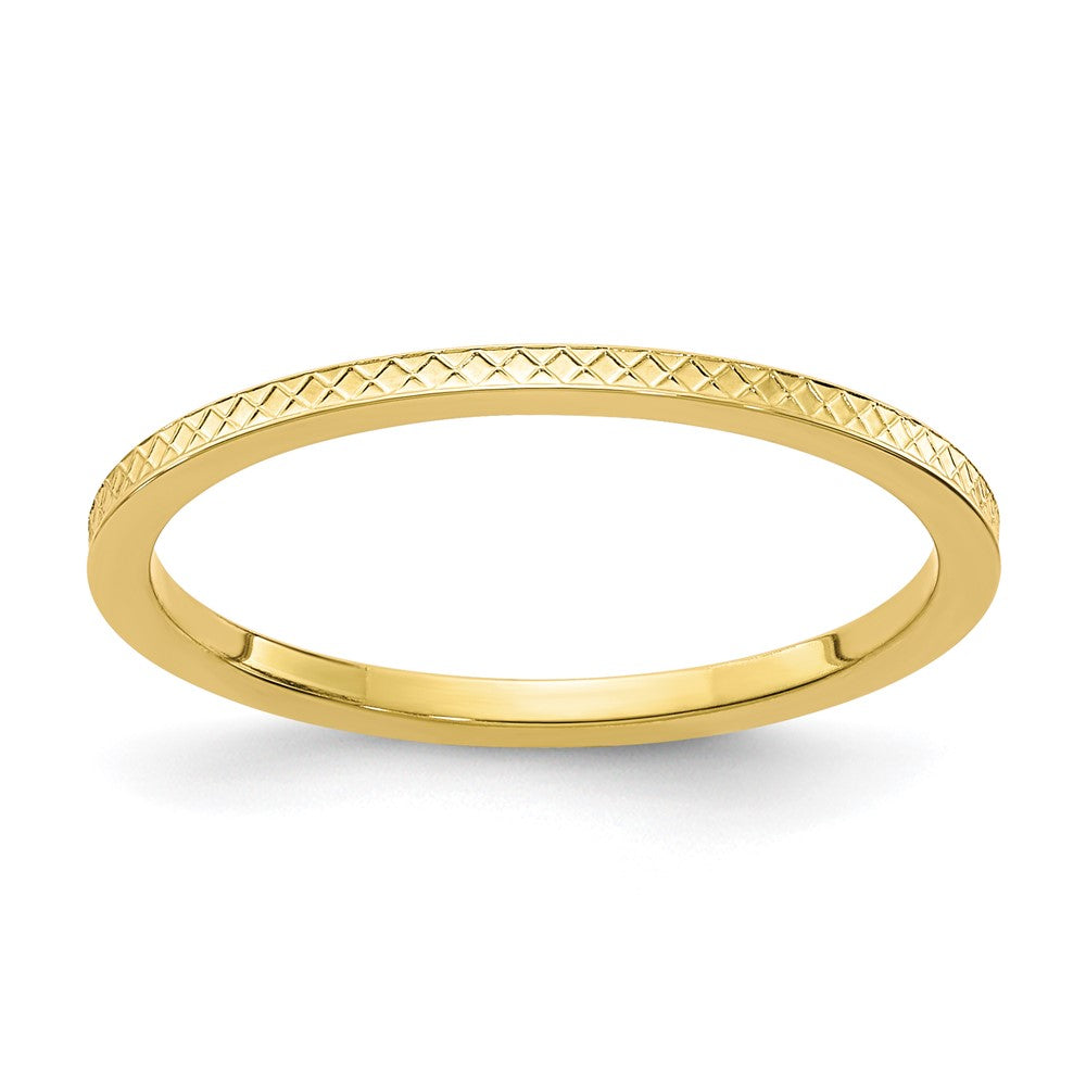 1.2mm 10k Yellow Gold Crisscross Flat Stackable Band, Item R11331 by The Black Bow Jewelry Co.