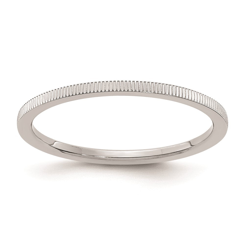 1.2mm 10k White Gold Grooved Pattern Stackable Band, Item R11333 by The Black Bow Jewelry Co.