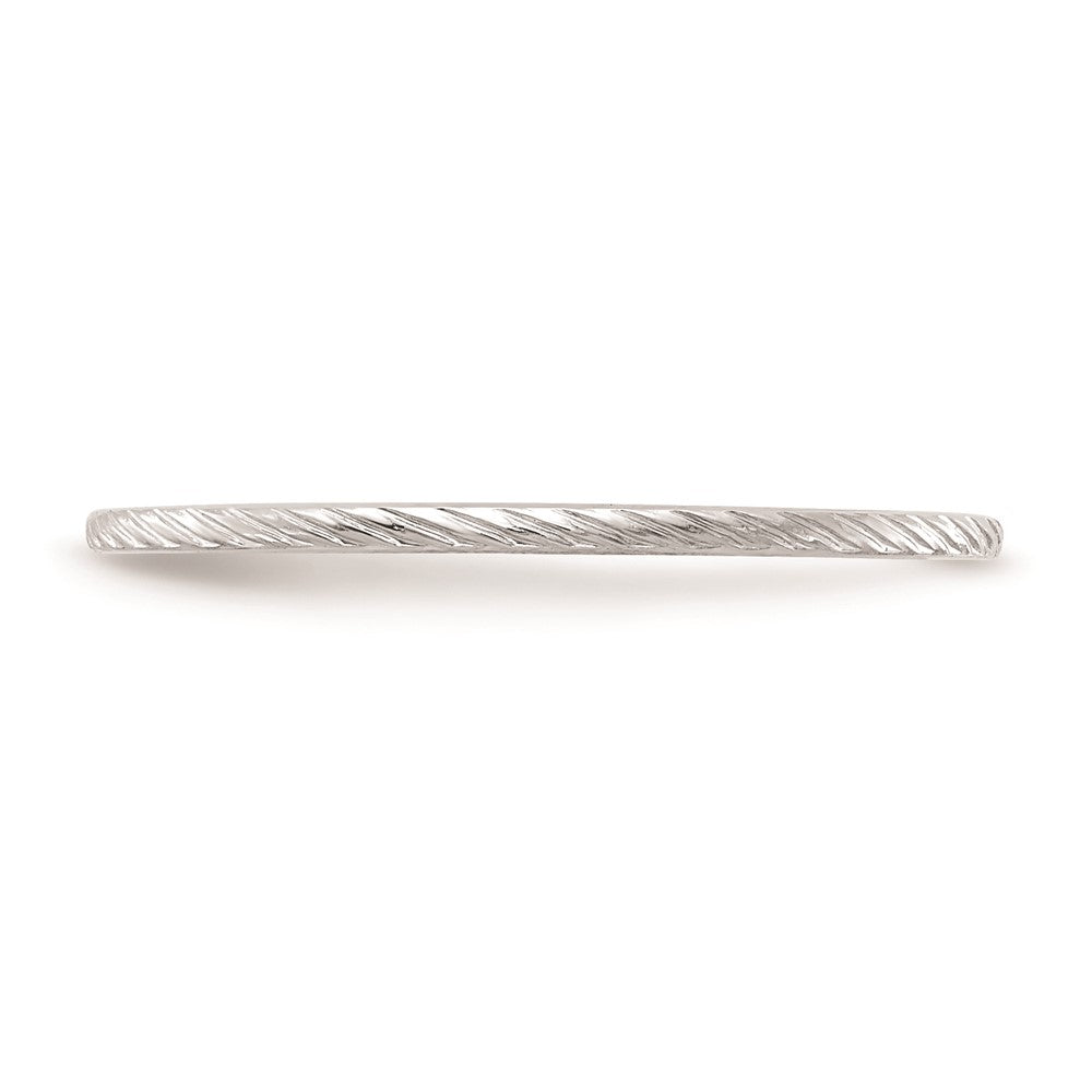 Alternate view of the 1.2mm 10k White Gold Twisted Pattern Stackable Band, Size 4 by The Black Bow Jewelry Co.