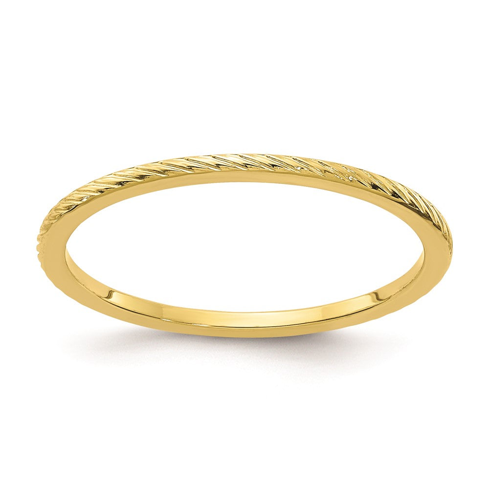 1.2mm 10k Yellow Gold Twisted Pattern Stackable Band, Item R11337 by The Black Bow Jewelry Co.