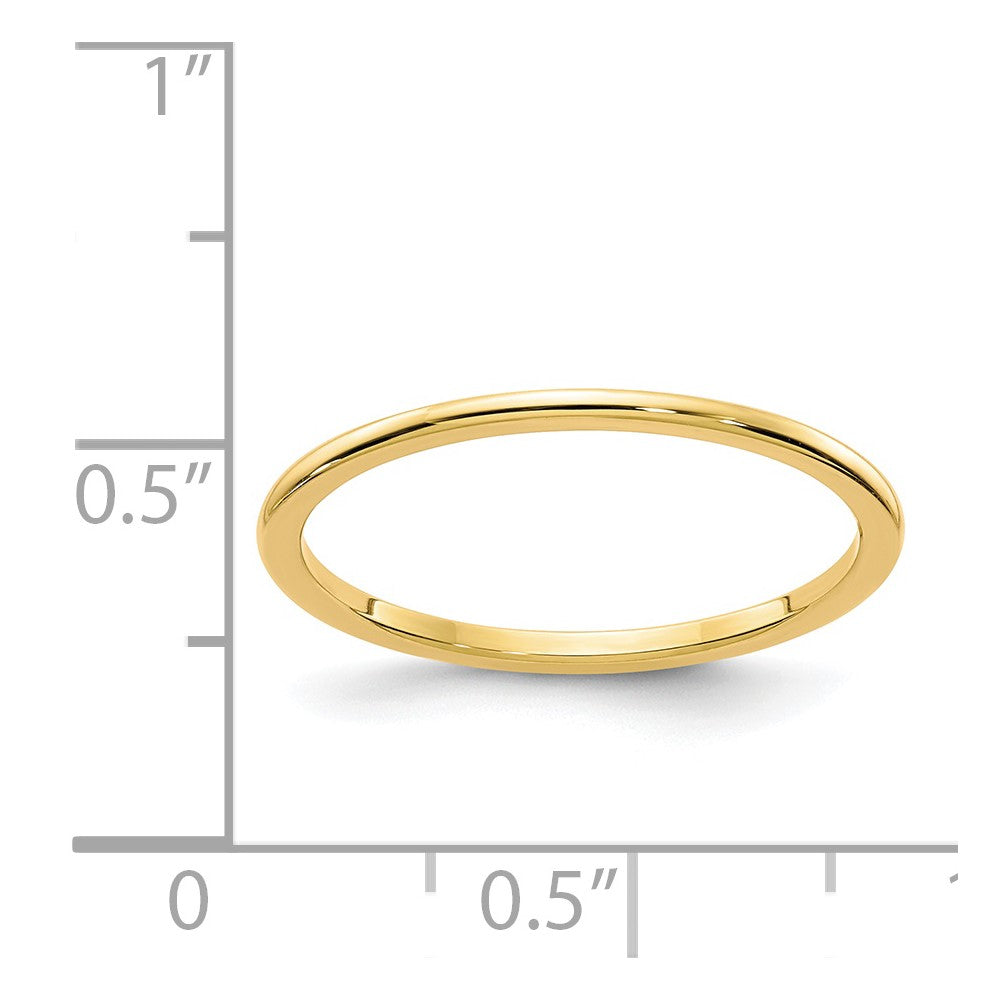 Alternate view of the 1.2mm 14k Yellow Gold Polished Half Round Stackable Band by The Black Bow Jewelry Co.
