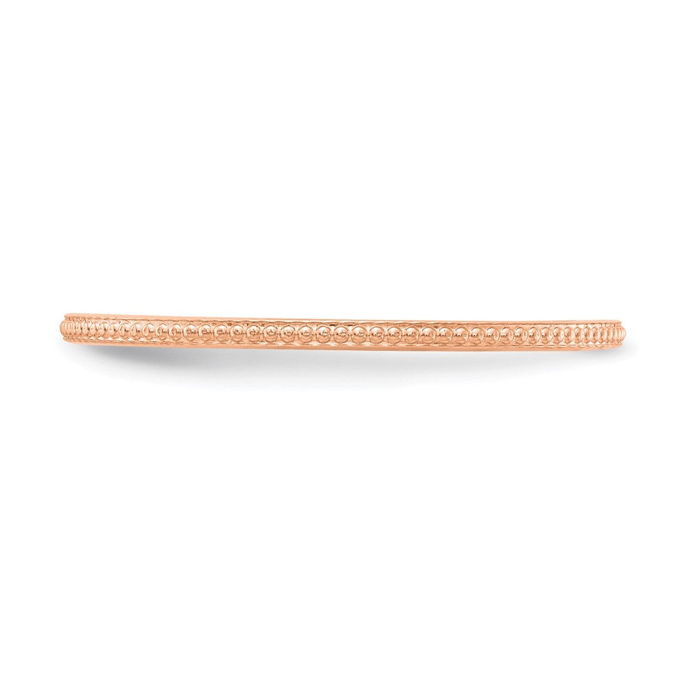 Alternate view of the 1.2mm 14k Rose Gold Beaded Stackable Band by The Black Bow Jewelry Co.