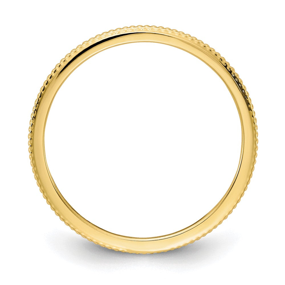 Alternate view of the 1.2mm 14k Yellow Gold Beaded Stackable Band by The Black Bow Jewelry Co.