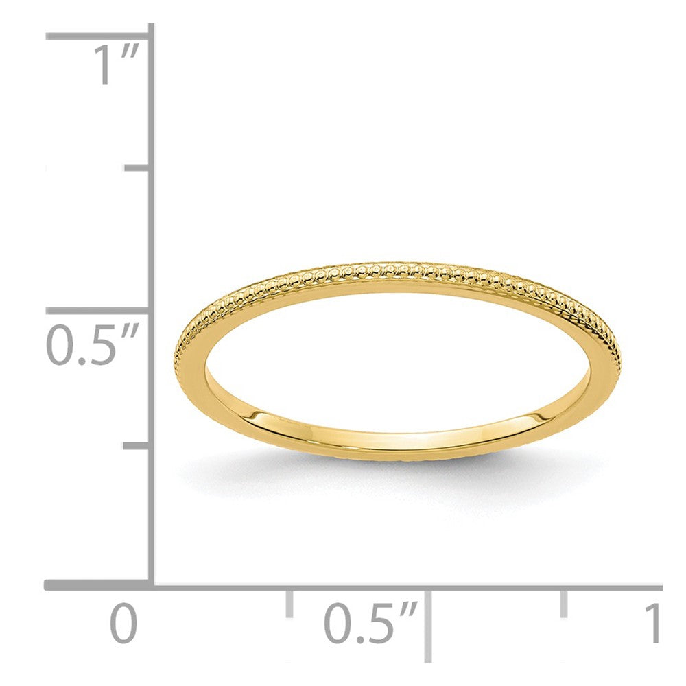 Alternate view of the 1.2mm 14k Yellow Gold Beaded Stackable Band by The Black Bow Jewelry Co.