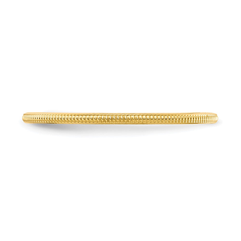 Alternate view of the 1.2mm 14k Yellow Gold Milgrain Stackable Band, Size 4 by The Black Bow Jewelry Co.