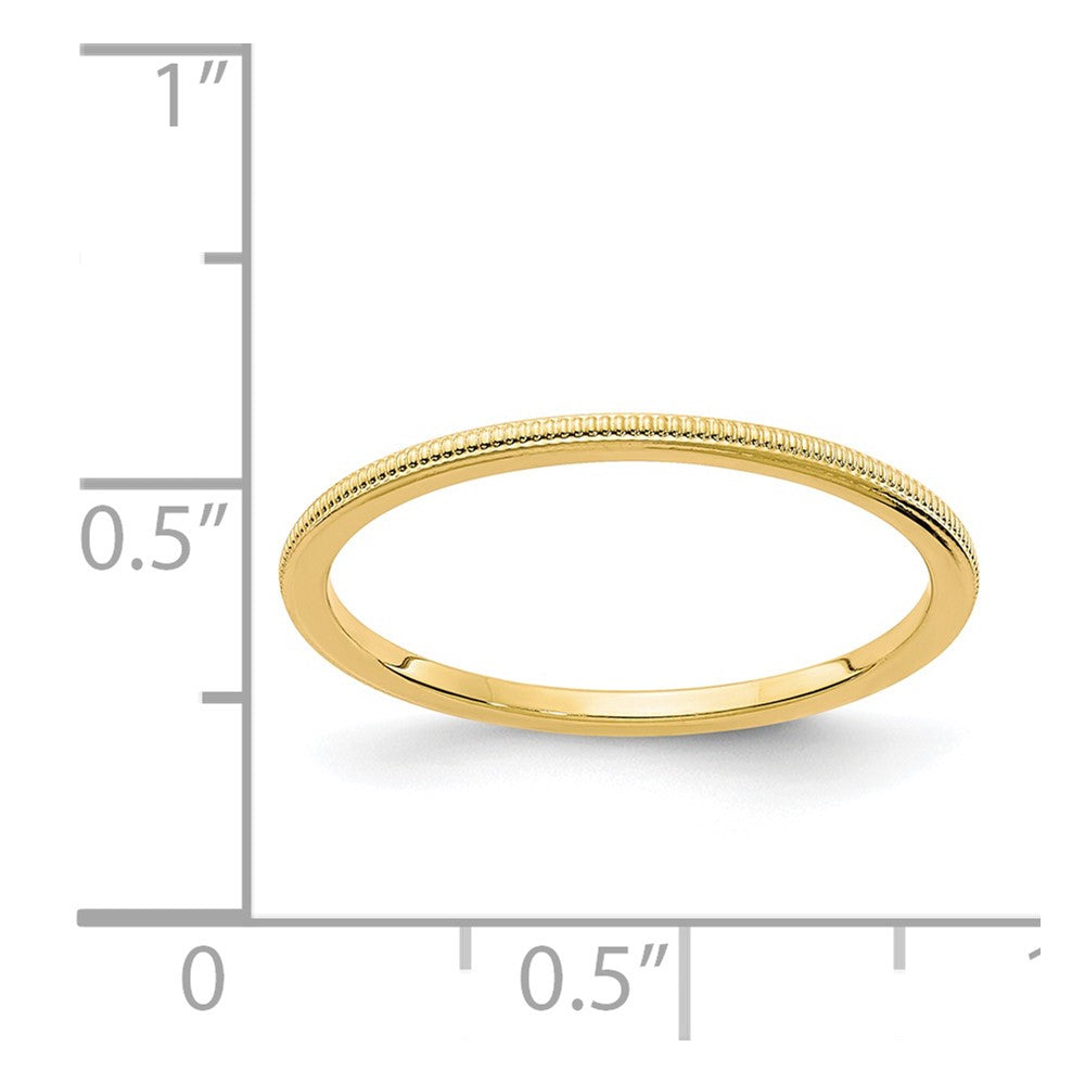 Alternate view of the 1.2mm 14k Yellow Gold Milgrain Stackable Band by The Black Bow Jewelry Co.