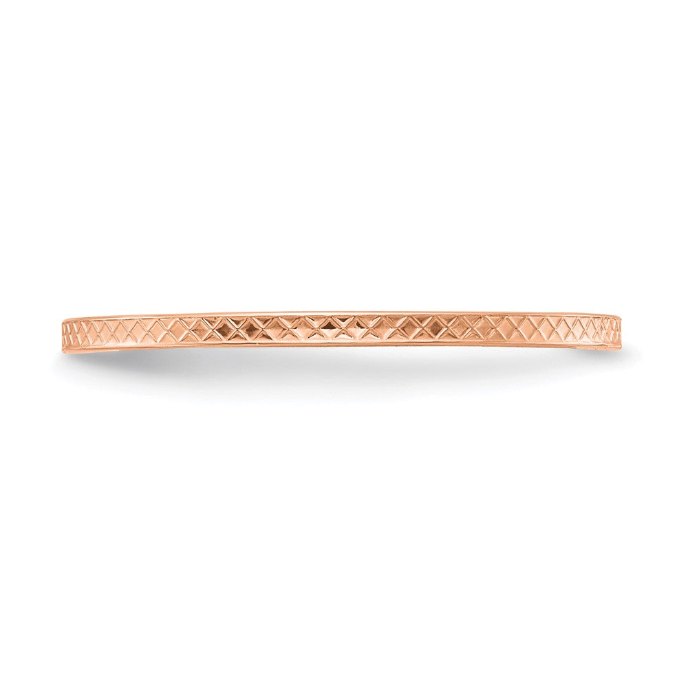Alternate view of the 1.2mm 14k Rose Gold Crisscross Flat Stackable Band by The Black Bow Jewelry Co.