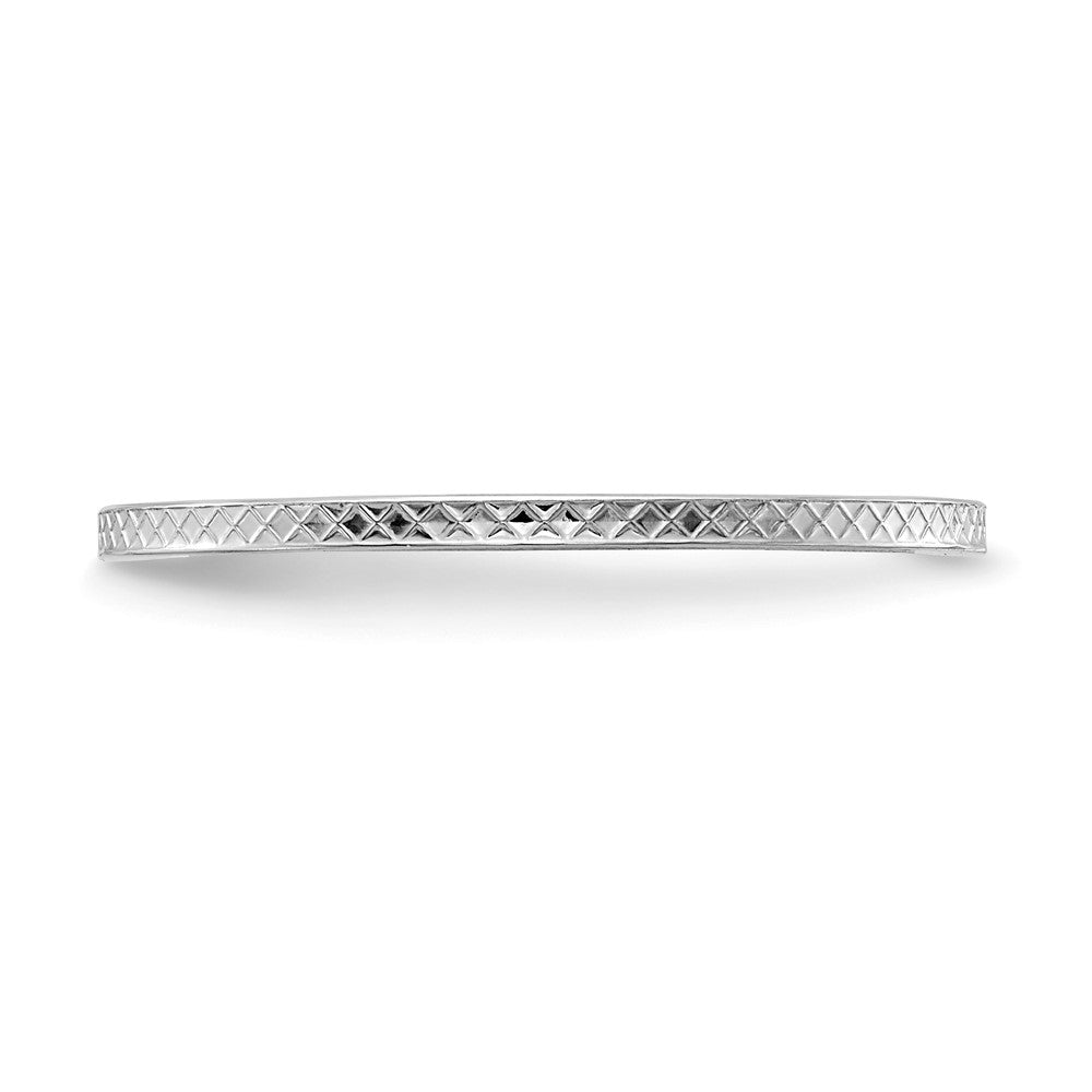 Alternate view of the 1.2mm 14k White Gold Crisscross Flat Stackable Band, Size 4 by The Black Bow Jewelry Co.