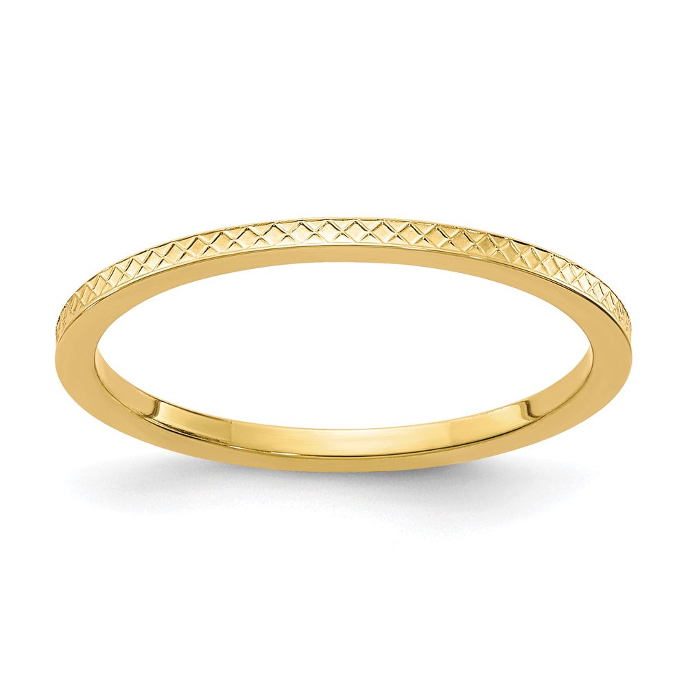 1.2mm 14k Yellow Gold Crisscross Flat Stackable Band, Item R11358 by The Black Bow Jewelry Co.