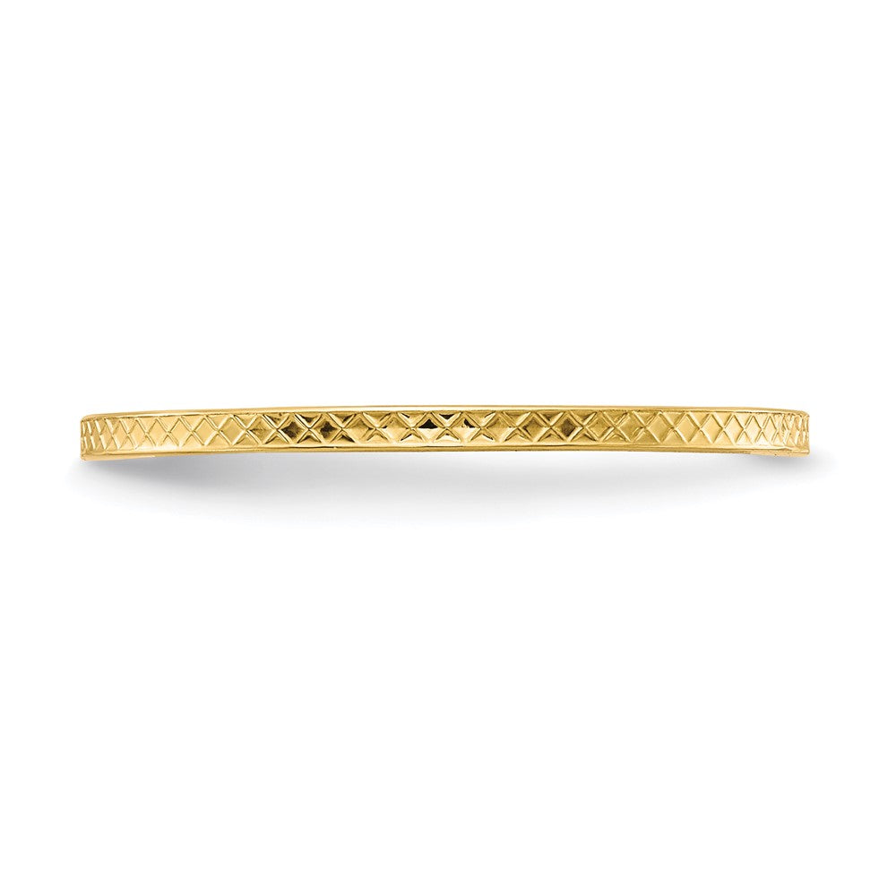 Alternate view of the 1.2mm 14k Yellow Gold Crisscross Flat Stackable Band, Size 4 by The Black Bow Jewelry Co.