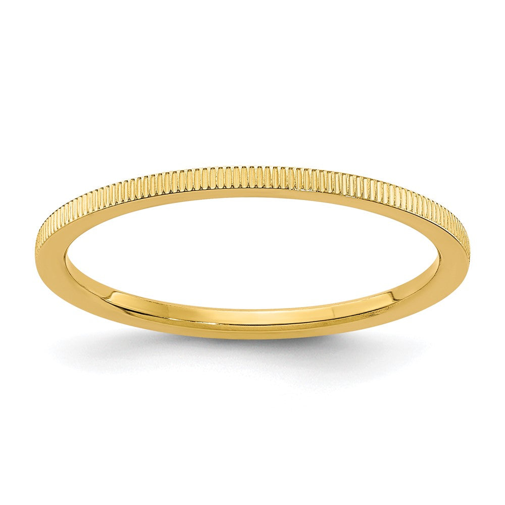 1.2mm 14k Yellow Gold Grooved Pattern Stackable Band, Item R11361 by The Black Bow Jewelry Co.