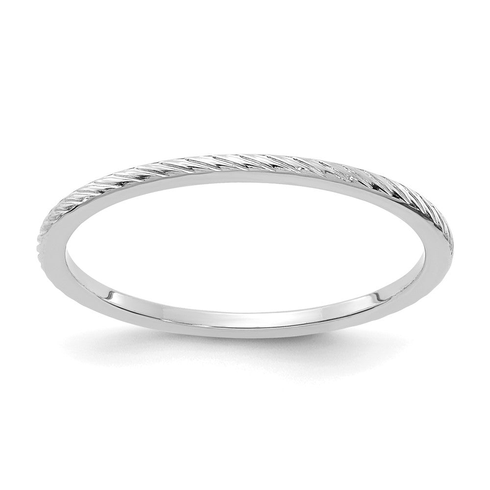 1.2mm 14k White Gold Twisted Pattern Stackable Band, Item R11363 by The Black Bow Jewelry Co.