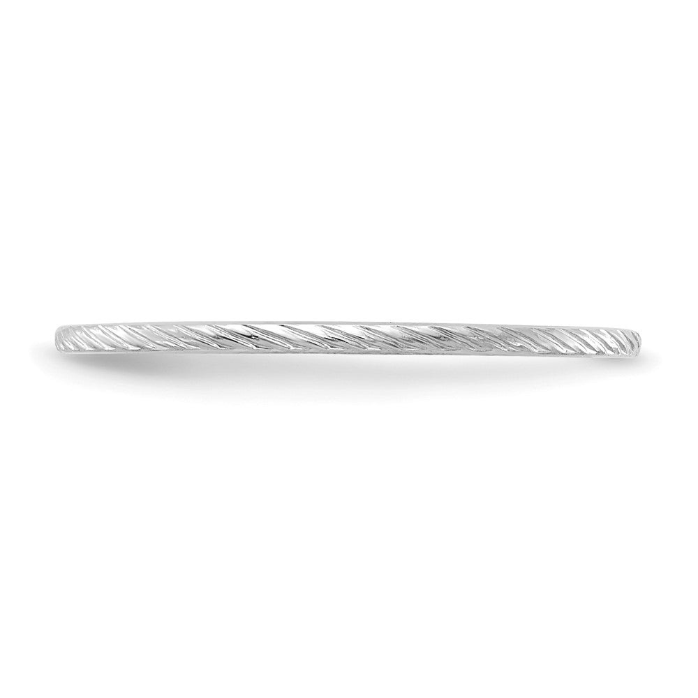 Alternate view of the 1.2mm 14k White Gold Twisted Pattern Stackable Band by The Black Bow Jewelry Co.