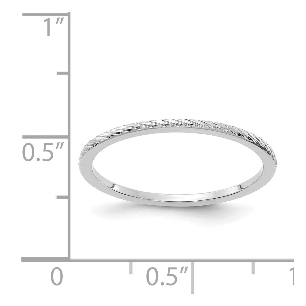 Alternate view of the 1.2mm 14k White Gold Twisted Pattern Stackable Band, Size 4 by The Black Bow Jewelry Co.