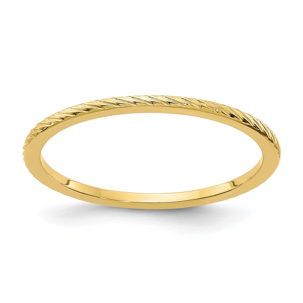 1.2mm 14k Yellow Gold Twisted Pattern Stackable Band, Item R11364 by The Black Bow Jewelry Co.