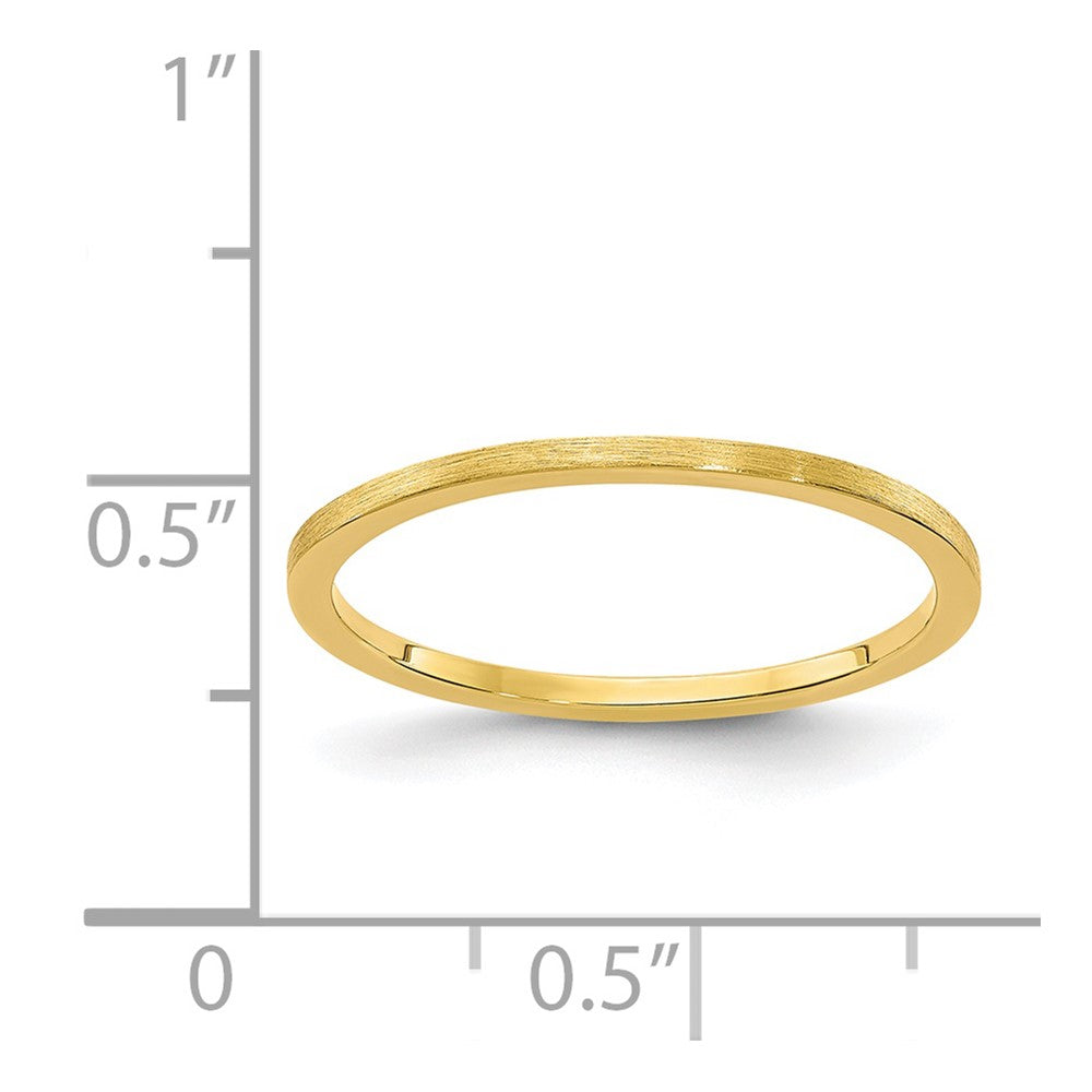 Alternate view of the 1.2mm 14k Yellow Gold Flat Satin Stackable Band, Size 4 by The Black Bow Jewelry Co.