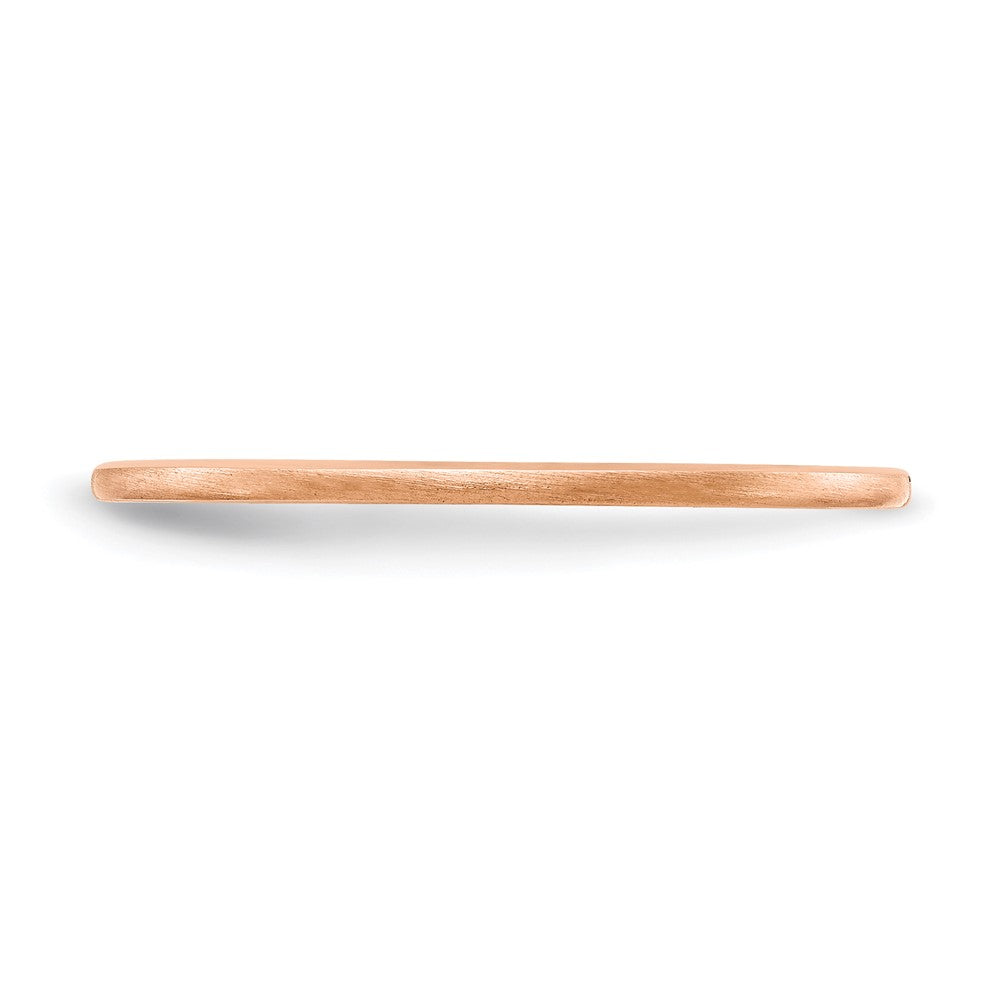Alternate view of the 1.2mm 14k Rose Gold Half Round Satin Stackable Band, Size 4.5 by The Black Bow Jewelry Co.