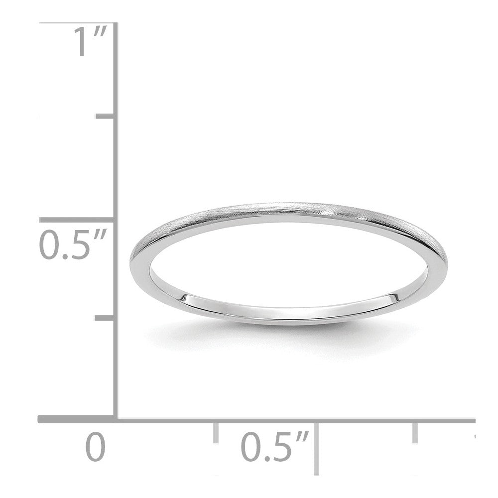 Alternate view of the 1.2mm 14k White Gold Half Round Satin Stackable Band by The Black Bow Jewelry Co.