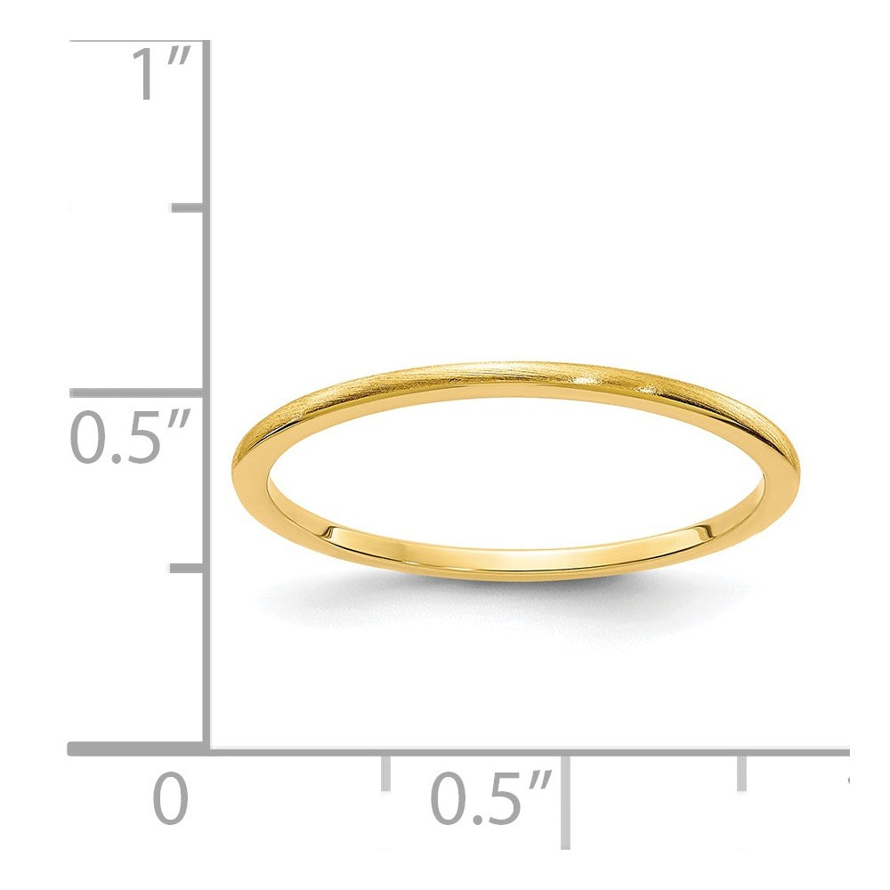 Alternate view of the 1.2mm 14k Yellow Gold Half Round Satin Stackable Band by The Black Bow Jewelry Co.