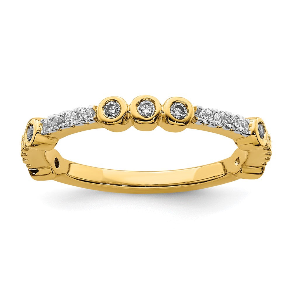 2mm 14k Yellow Gold White Topaz & .08 Ctw Diamond Stackable Band, Item R11374 by The Black Bow Jewelry Co.